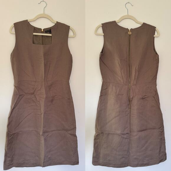 ANTONIO MELANI Dresses & Skirts - Linen Blend Antonio Melani Taupe Sleeveless Knee Length Dress